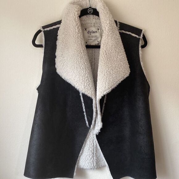 Dylan vest small black and white faux Sherling and suede - Picture 1 of 6